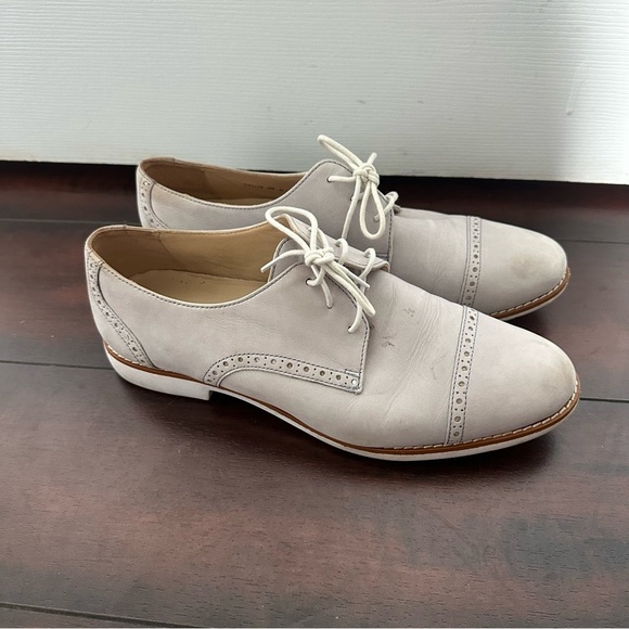 Size 9 Cole Haan Leather Oxford Toe Cap Grey Shoes - Picture 2 of 8